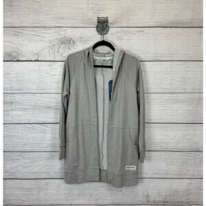 Life is Good Women's Heather Gray Beyond Hip Hooded Lounge Cardigan Size Small